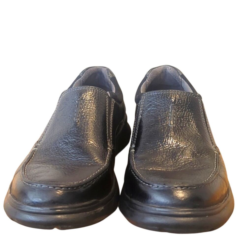 Clarks Collection Cotrell Free Black Oily Leather Pebbled Grain Loafer Men's 11M